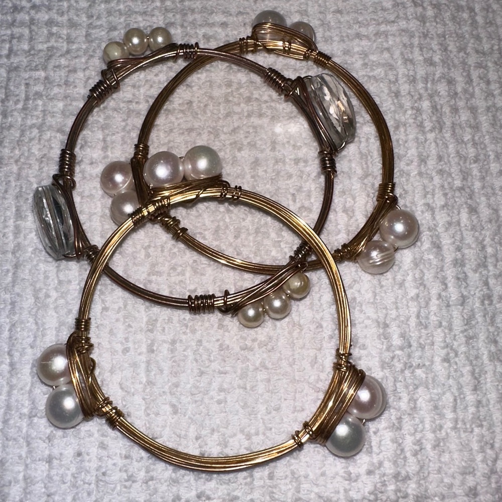 Chunky Gold Wire Wrap Bangle Stackable Bracelets … - image 2